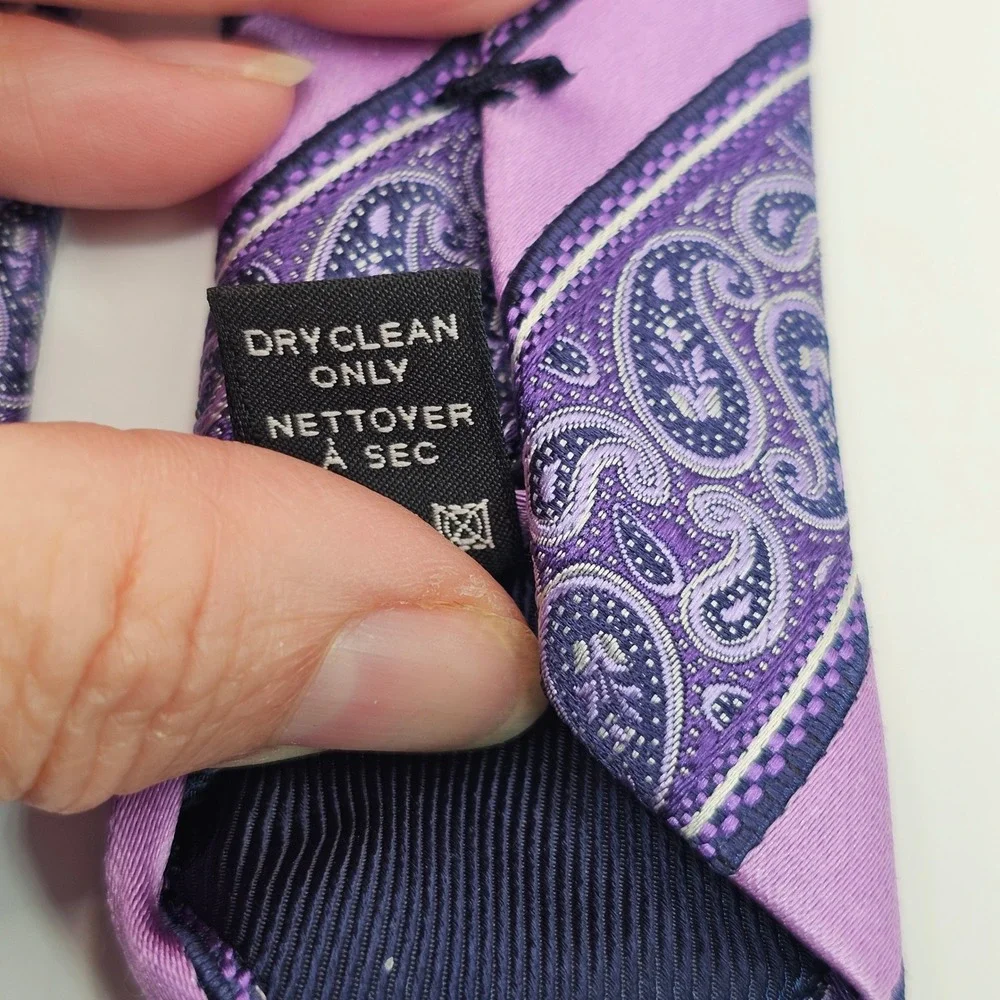Ermenegildo Zegna Silk Tie Purple Paisley Striped Italian Luxury Designer Formal